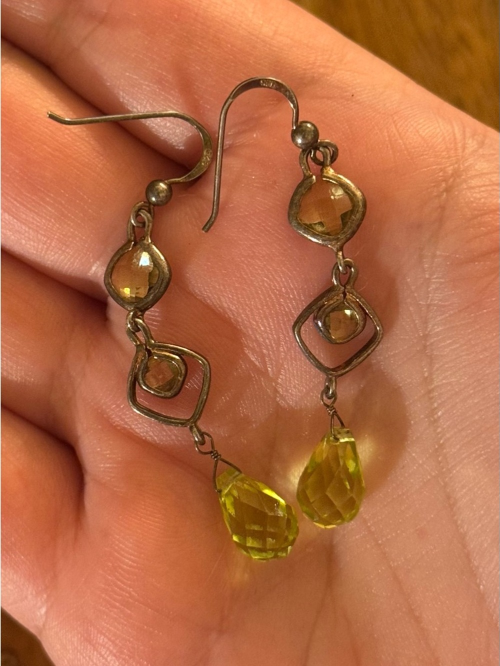 Lemon Quartz Crystal Sterling Drop Earrings - Picture 10 of 13